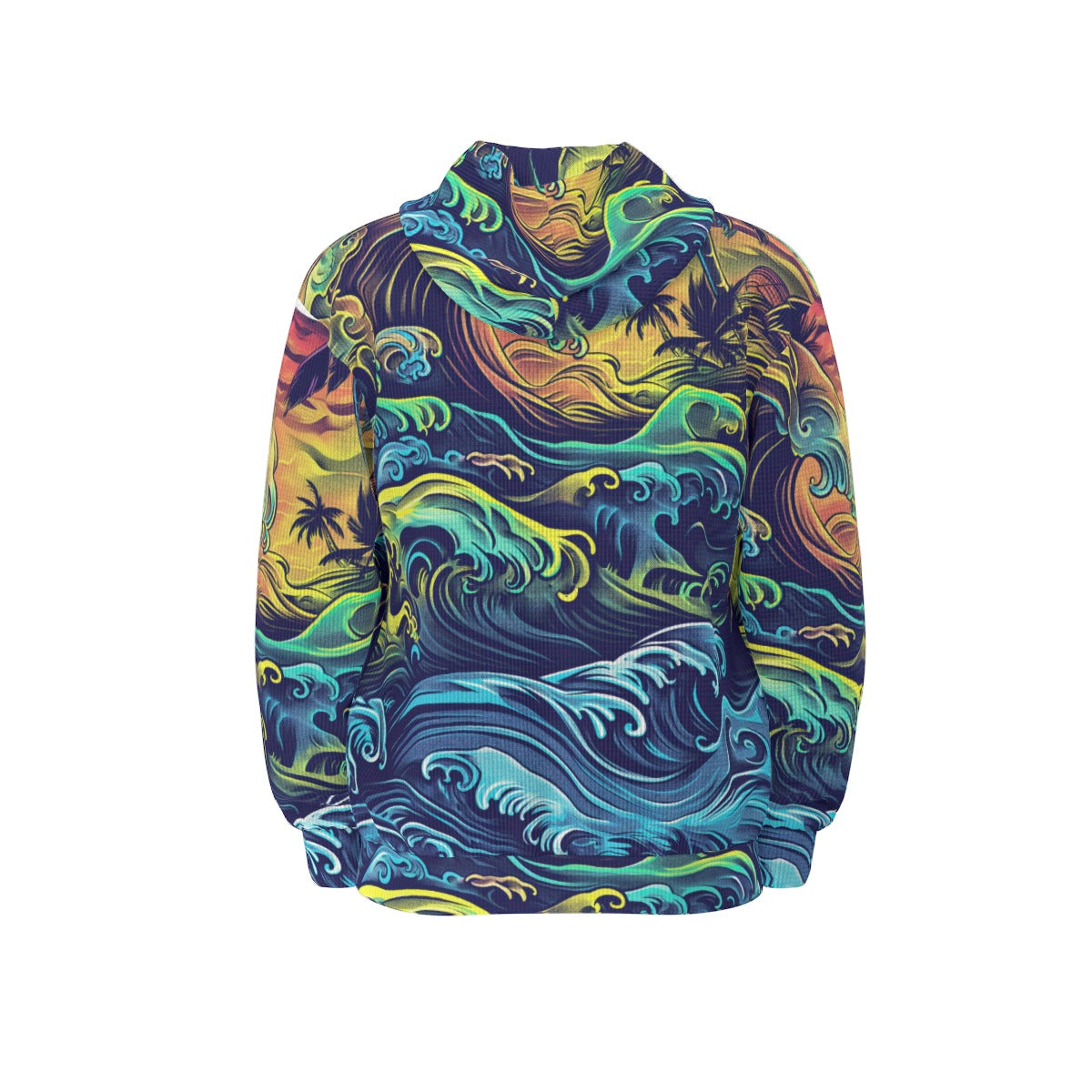 Thermal Waffle Weave Zip Up Hoodie san diego tide deep blue/sun yellow/coastal green