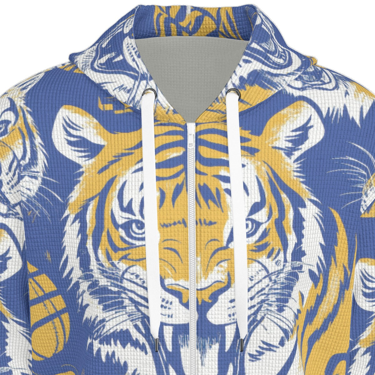 thermal waffle zip up hooded sweatshirt - northport blue/gold