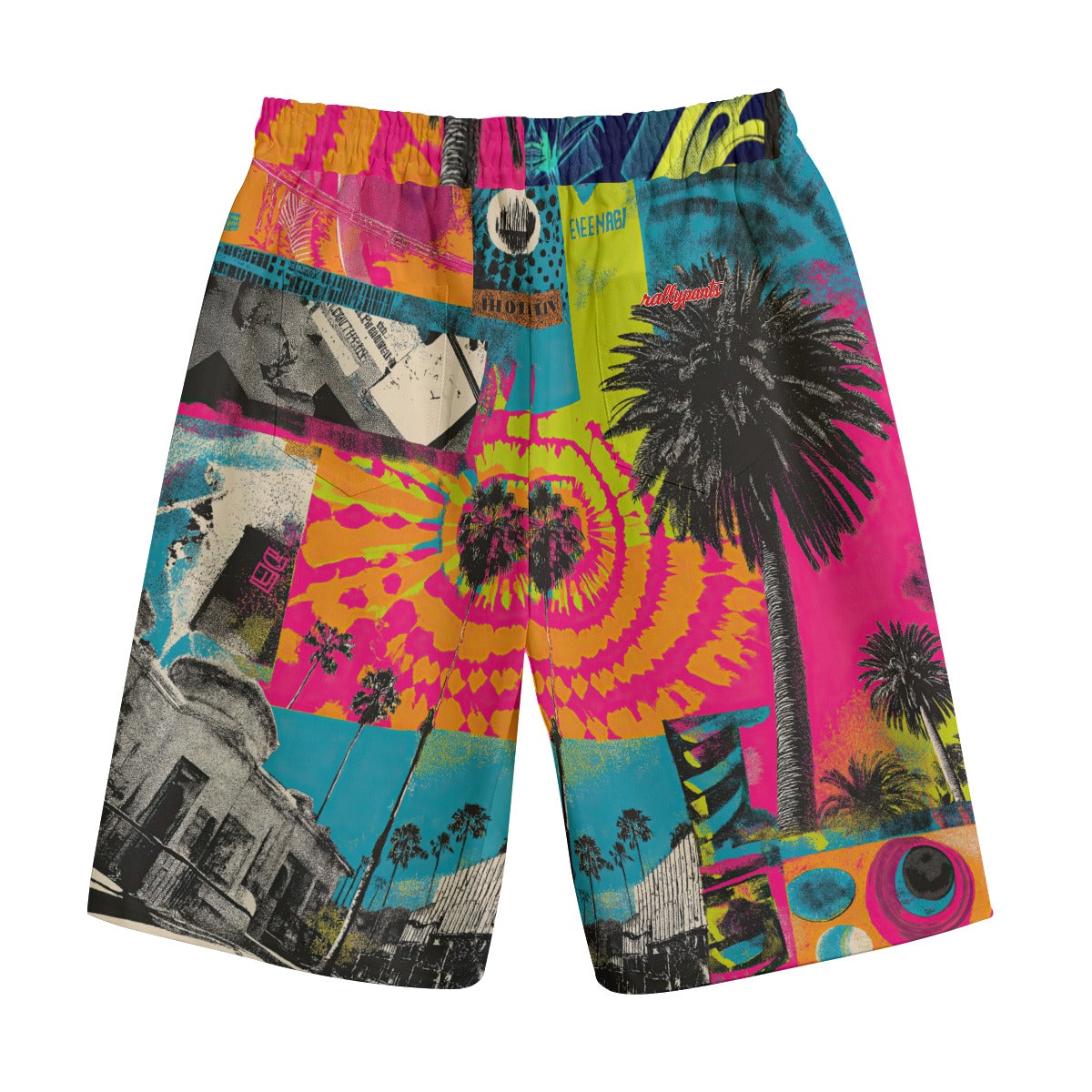 straight cotton casual shorts - san diego vibes turquoise/hot coral/neon lime