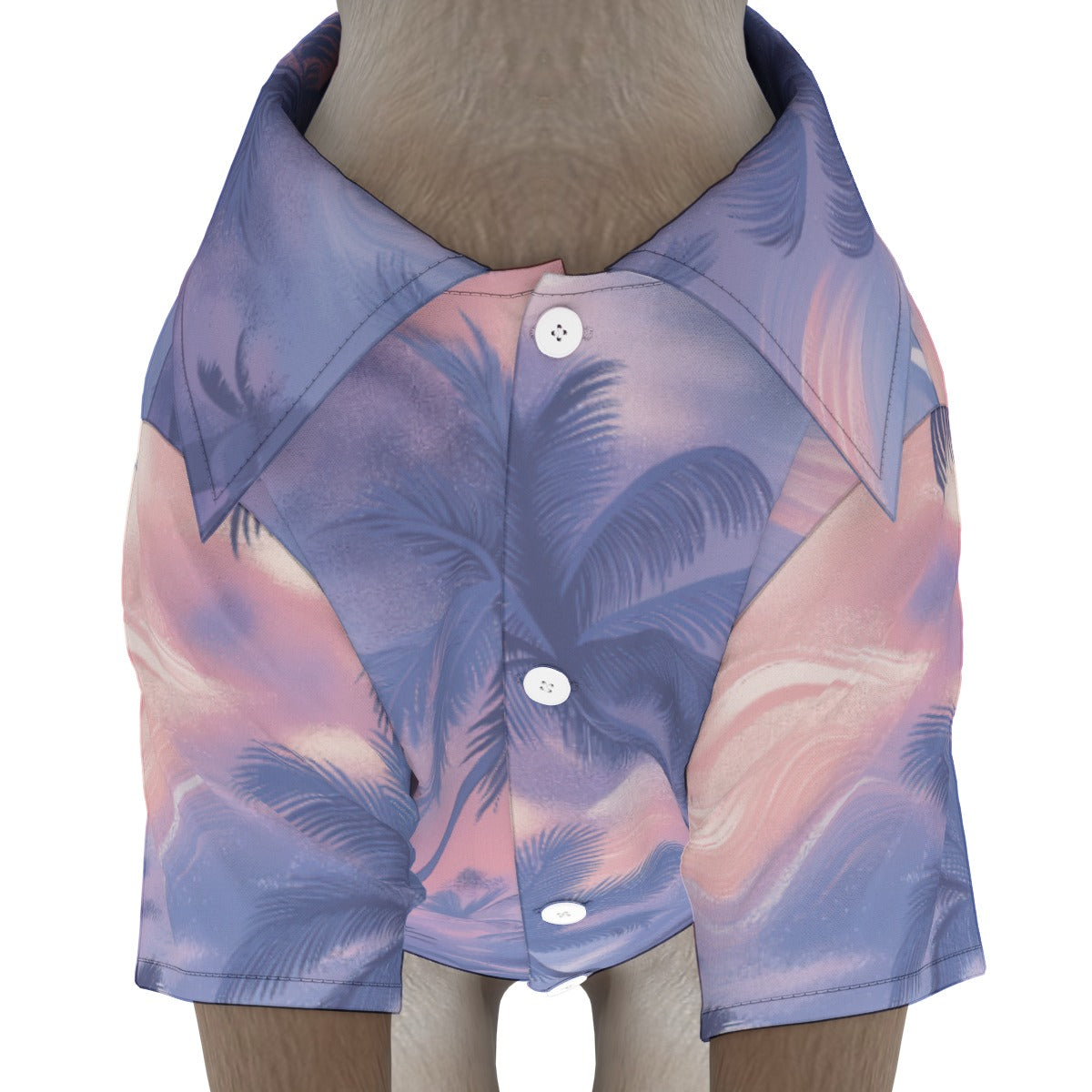 pet hawaiian shirt - periwinkle/pink/sunset