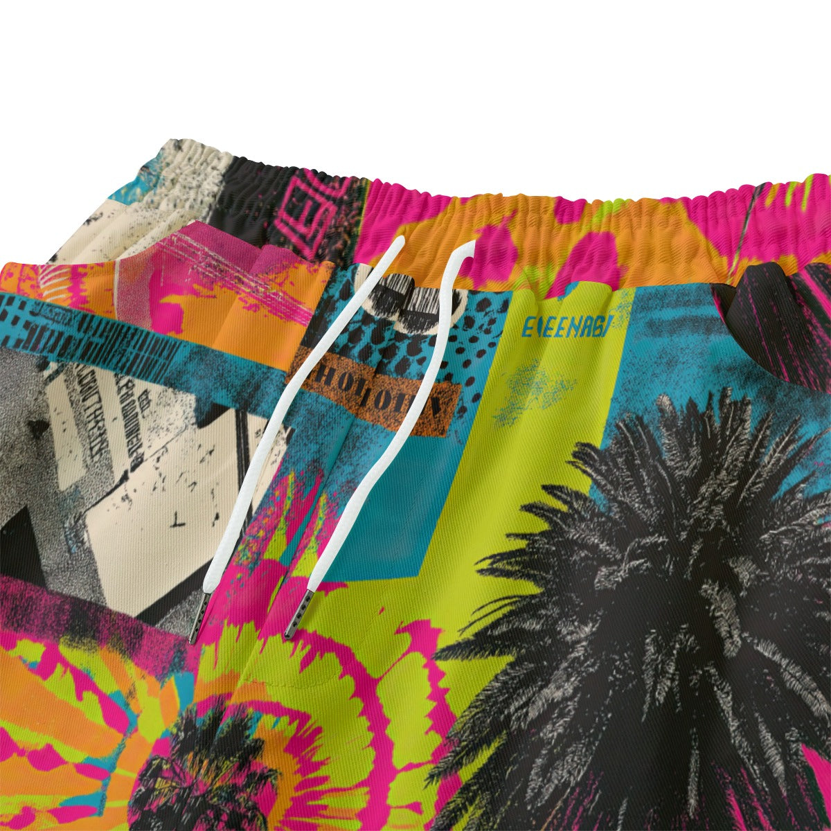 straight cotton casual shorts - san diego vibes turquoise/hot coral/neon lime