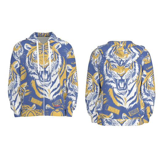 thermal waffle zip up hooded sweatshirt - northport blue/gold