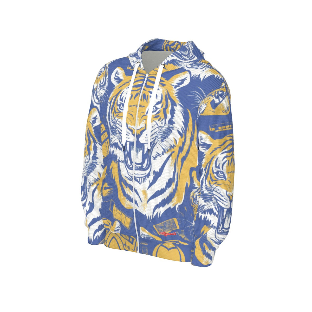 thermal waffle zip up hooded sweatshirt - northport blue/gold