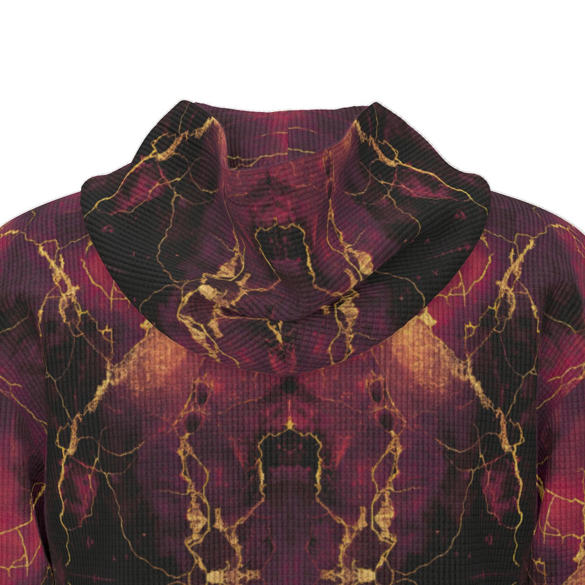 thermal waffle weave zip up hoodie - arandor storm burgundy/crimson/gold/black