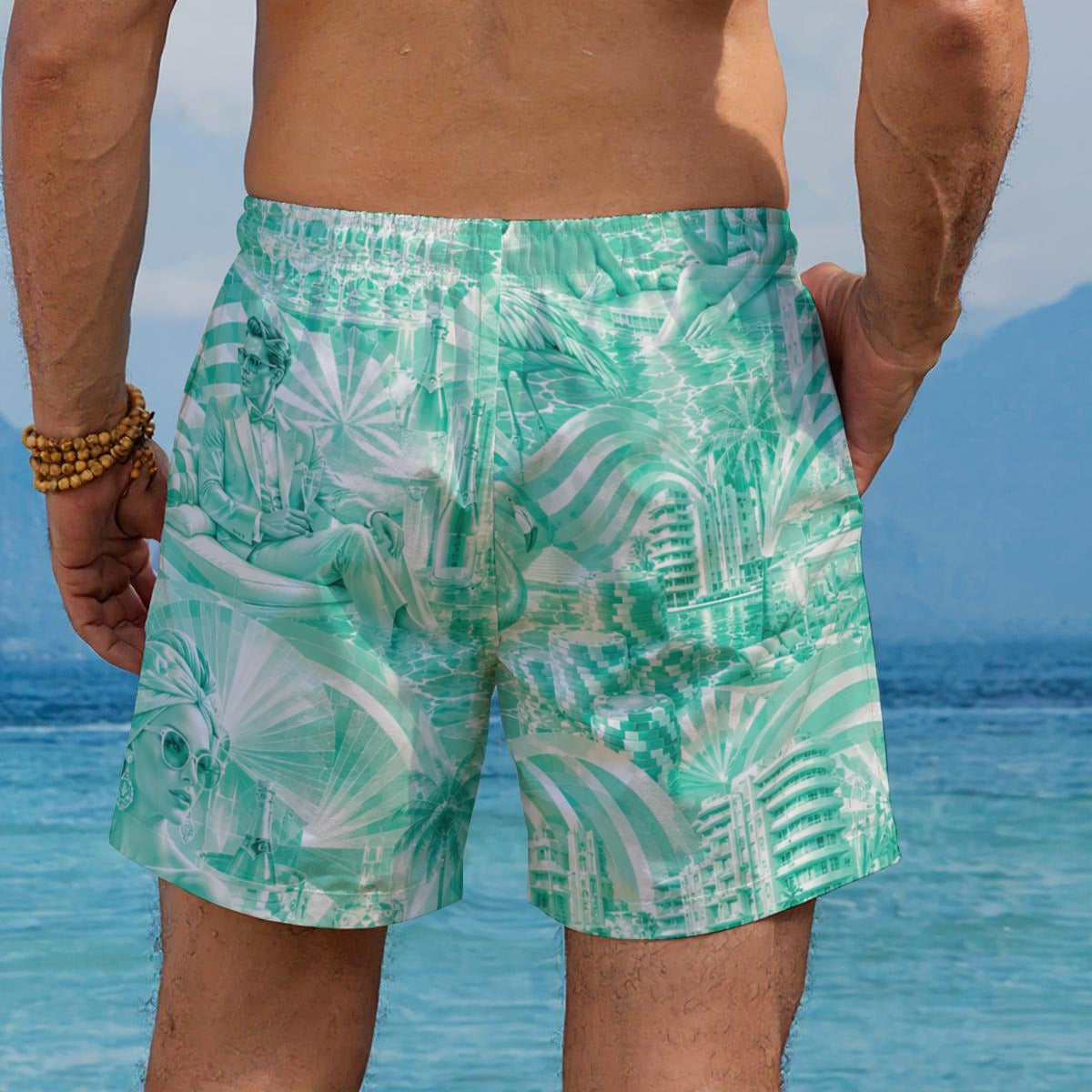 Mint Mirage Men's Beach Short