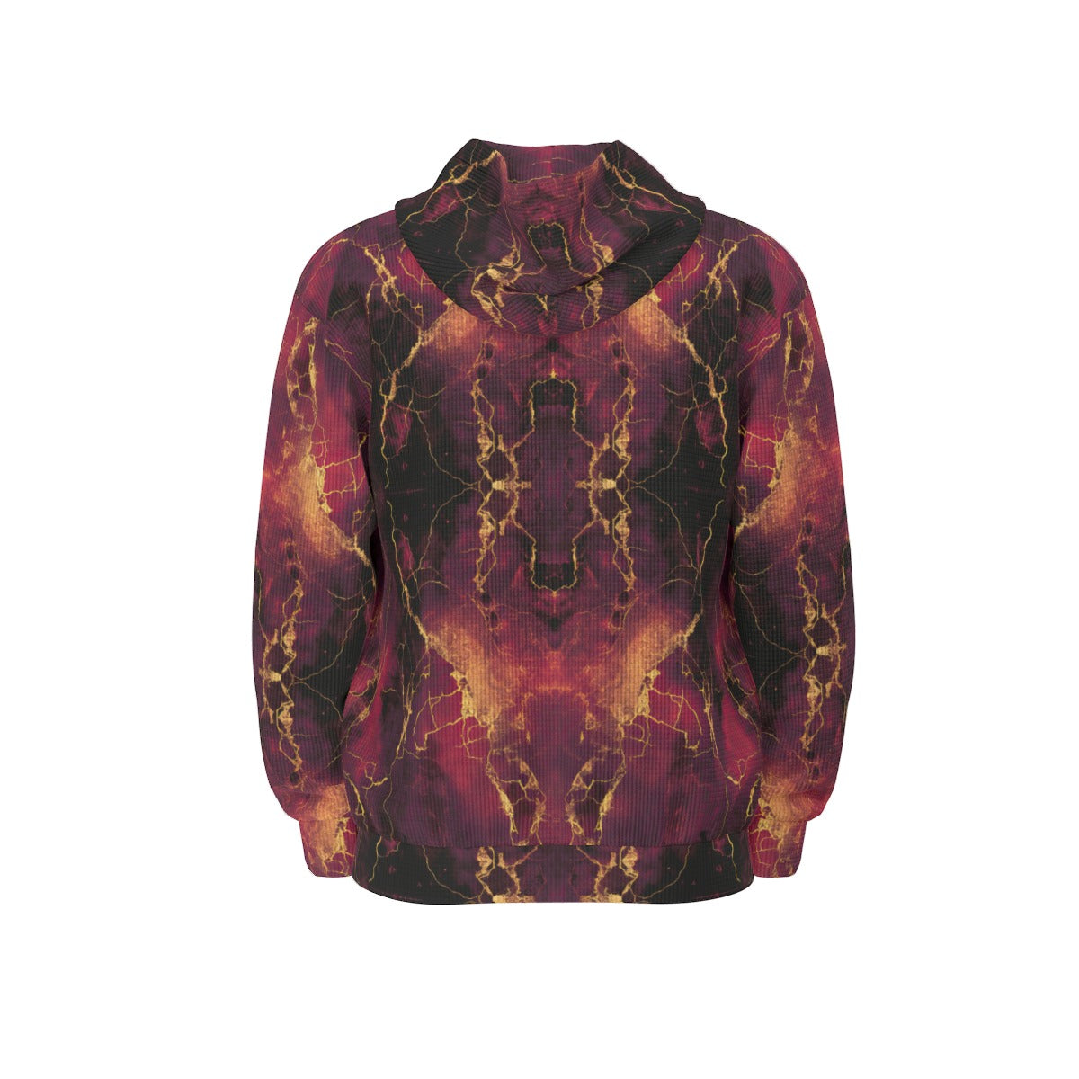 thermal waffle weave zip up hoodie - arandor storm burgundy/crimson/gold/black