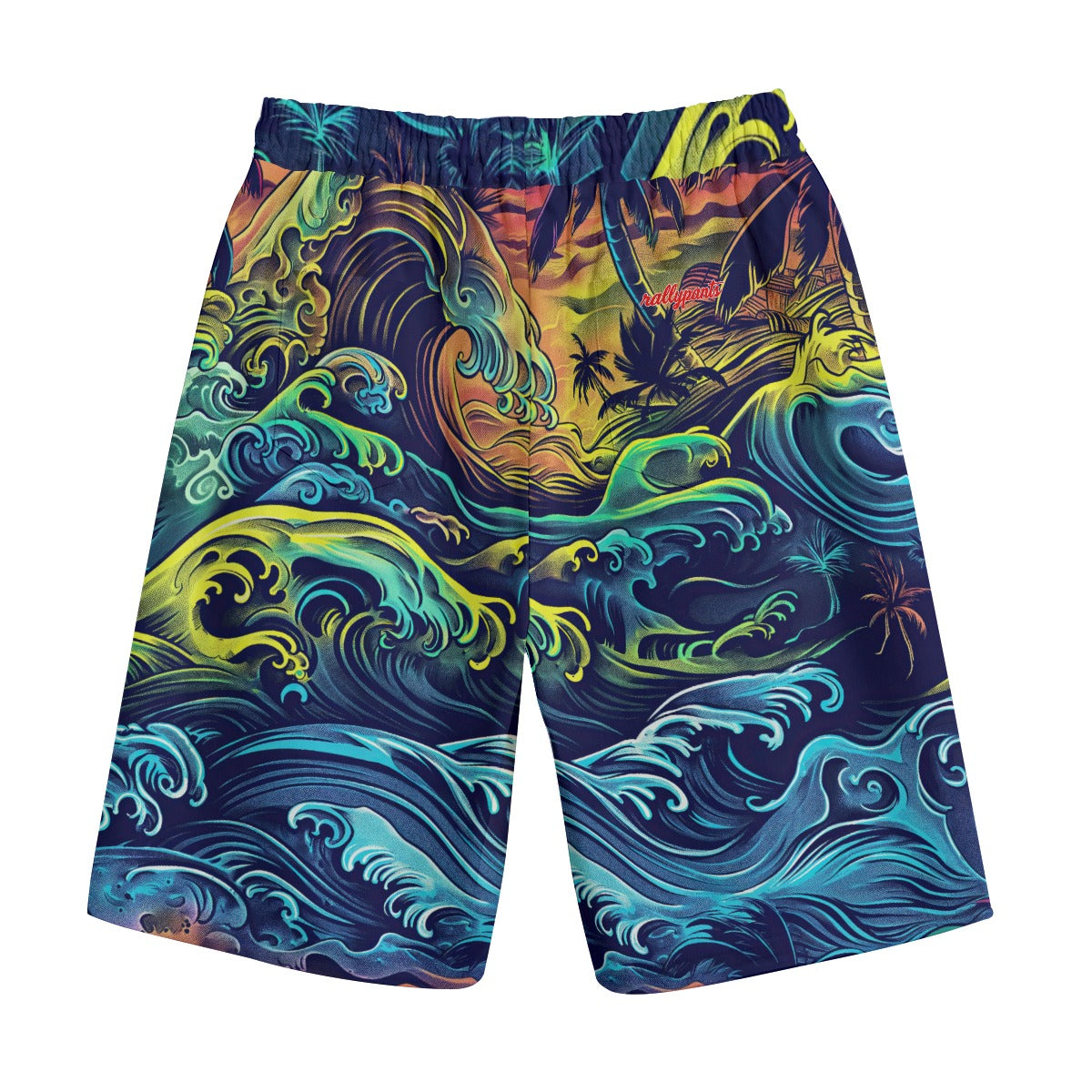 straight cotton casual shorts - san diego tide deep blue/sun yellow/coastal green