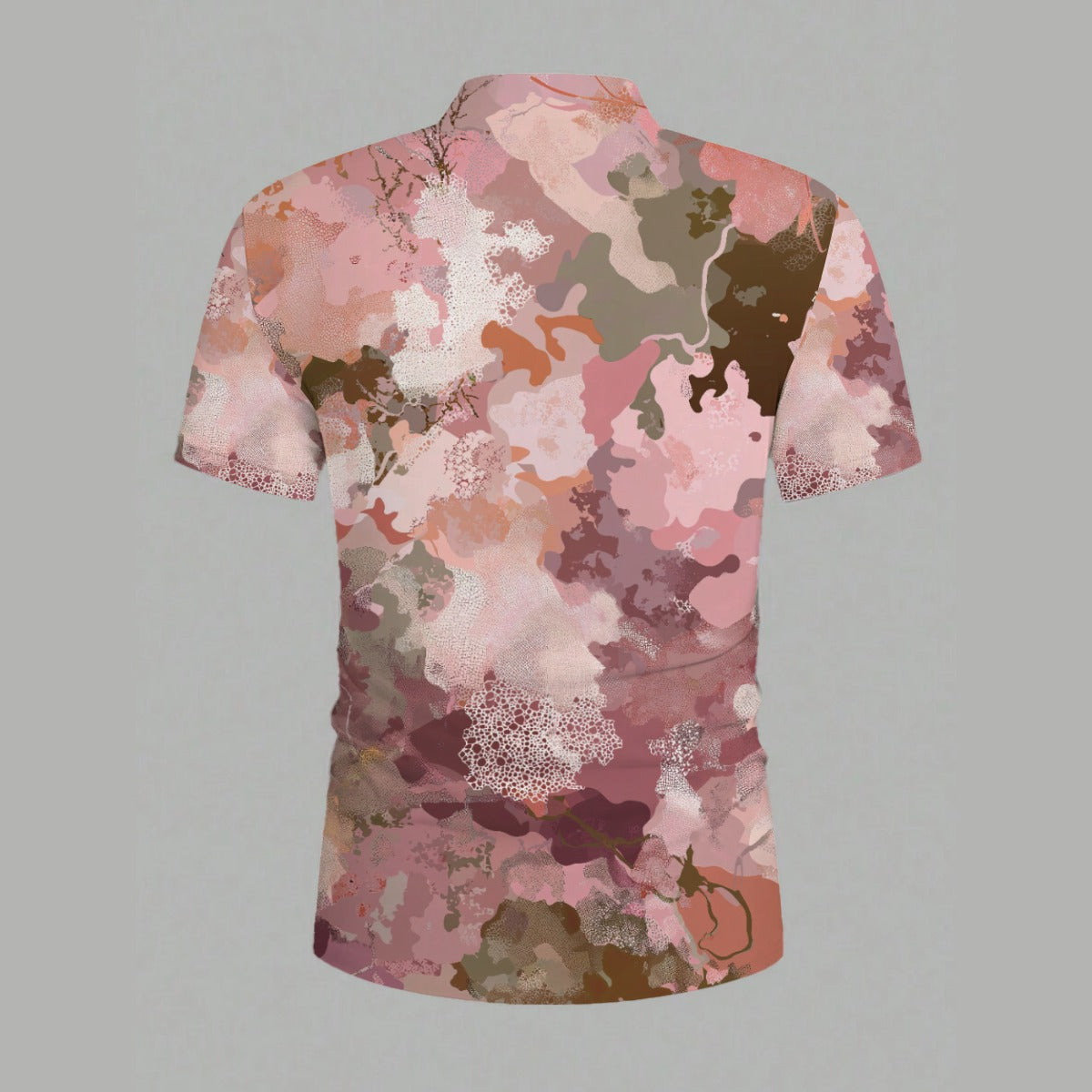 men's polo shirt - pink camo/blush/clay