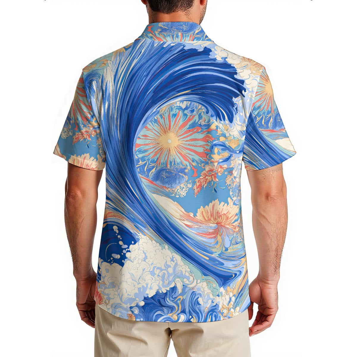 Navy Sunset Japanese Linen Hawaiian Shirt