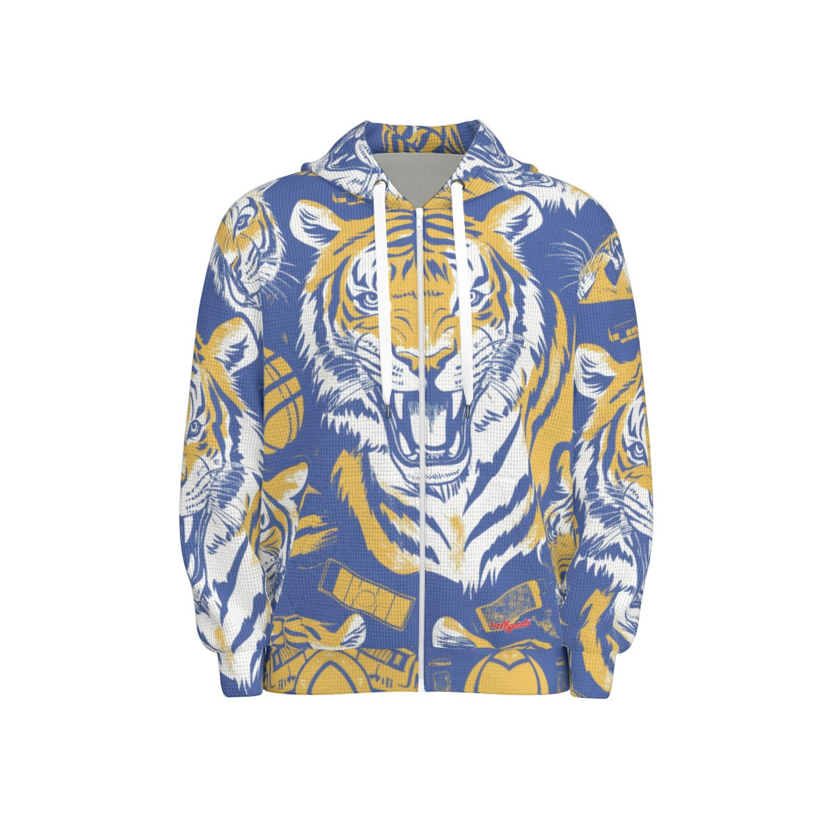 thermal waffle zip up hooded sweatshirt - northport blue/gold