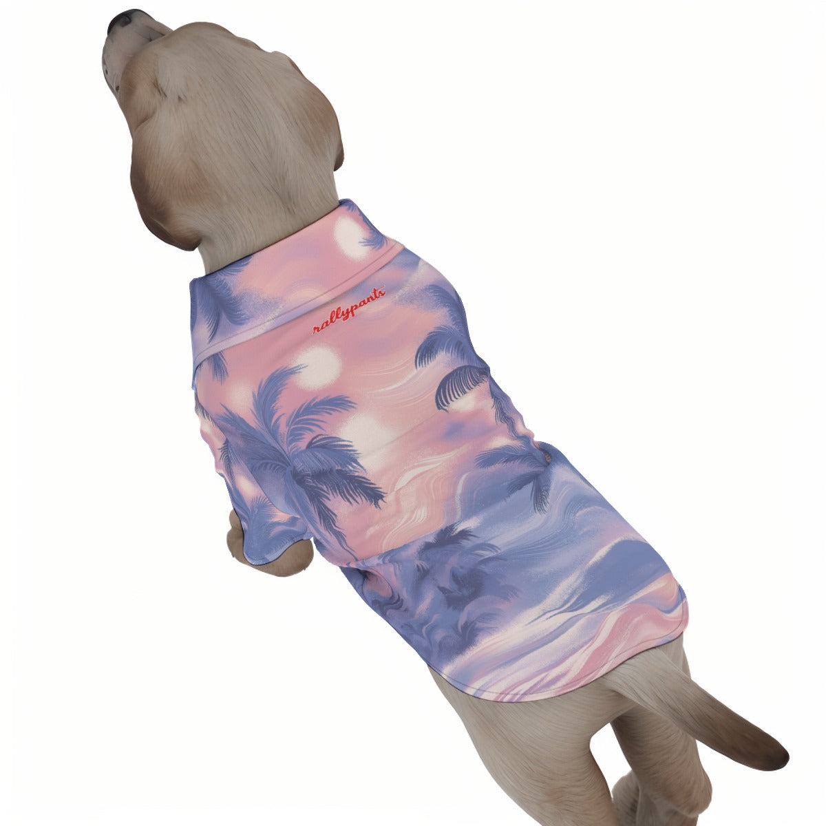 pet hawaiian shirt - periwinkle/pink/sunset