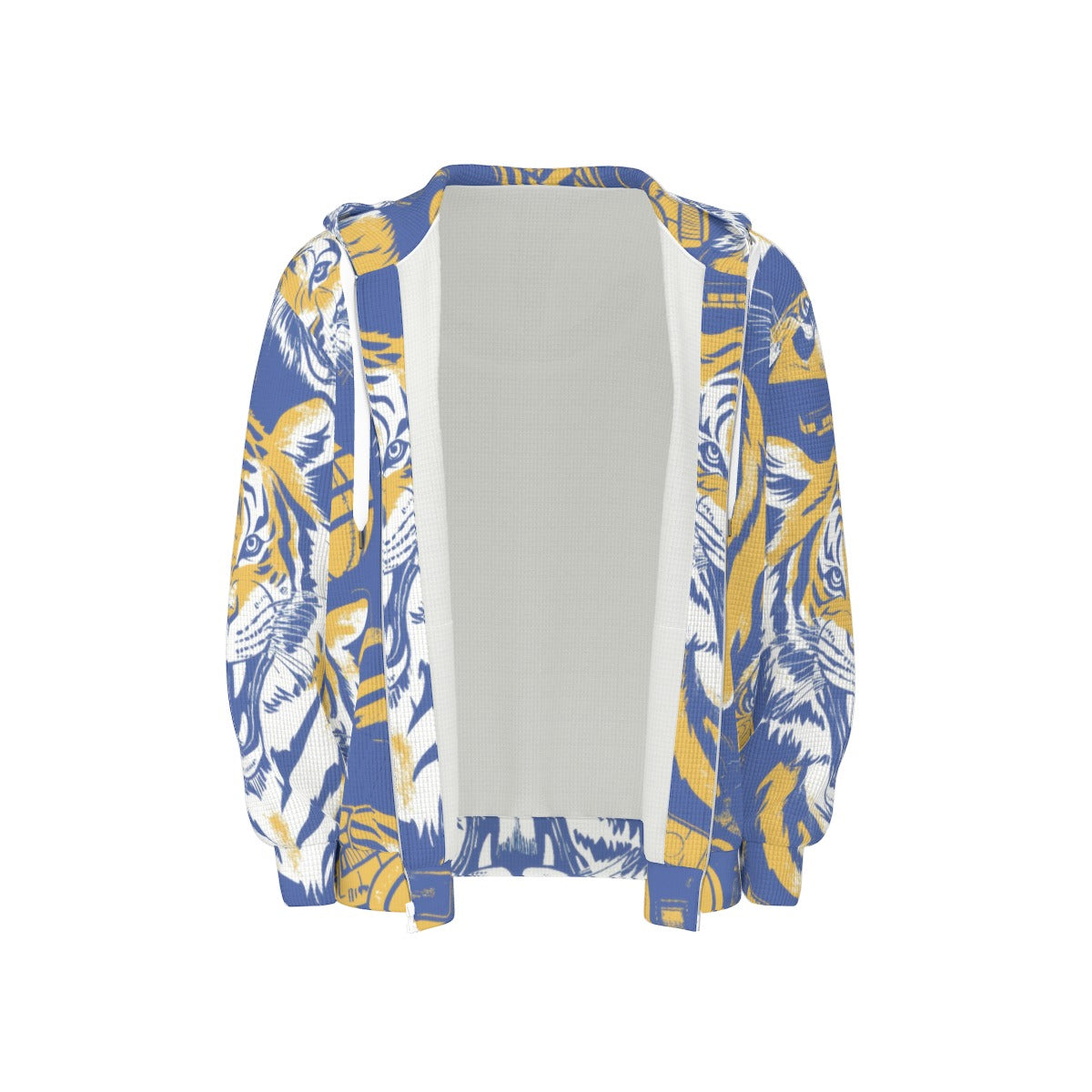 thermal waffle zip up hooded sweatshirt - northport blue/gold