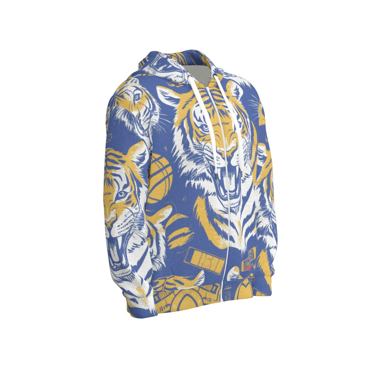 thermal waffle zip up hooded sweatshirt - northport blue/gold