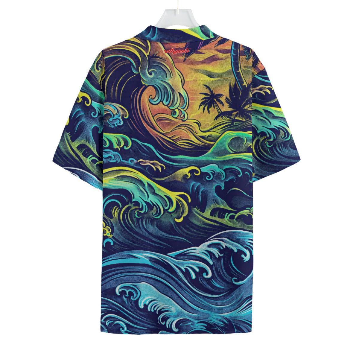 men's hawaiian shirt - san diego tide deep blue/sun yellow/coastal green