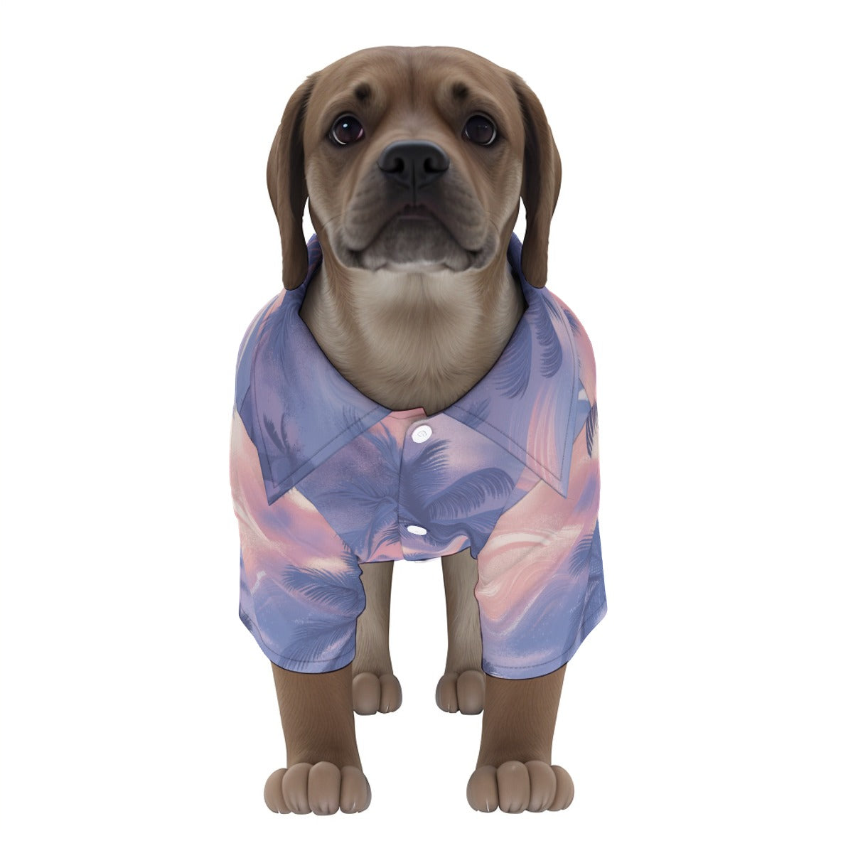 pet hawaiian shirt - periwinkle/pink/sunset