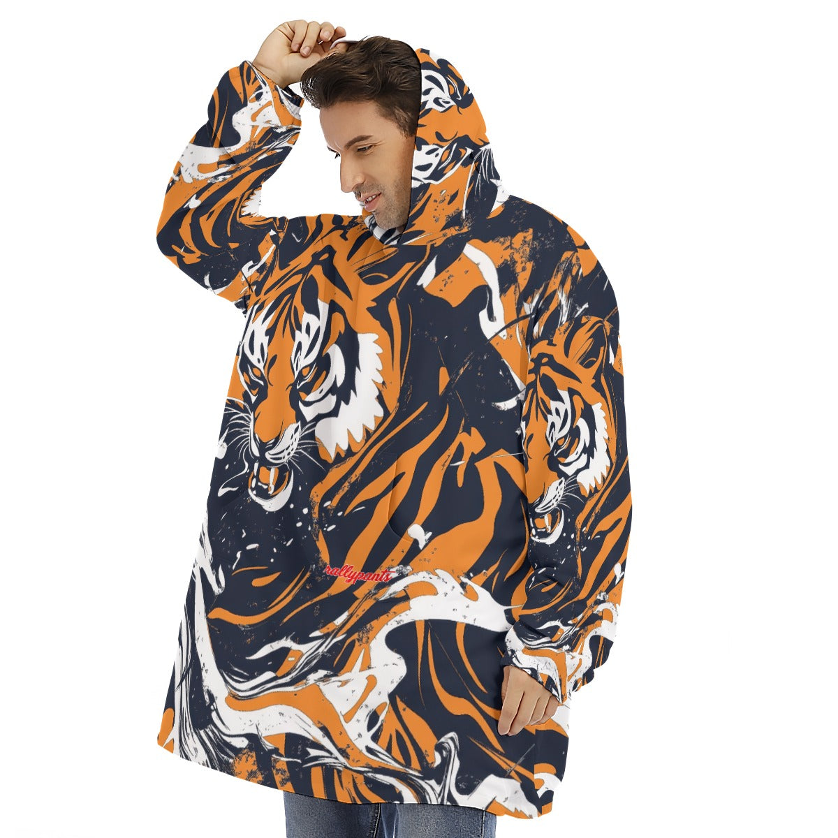 Sherpa Fleece Hoodie Blanket - cincinnati black/orange/white