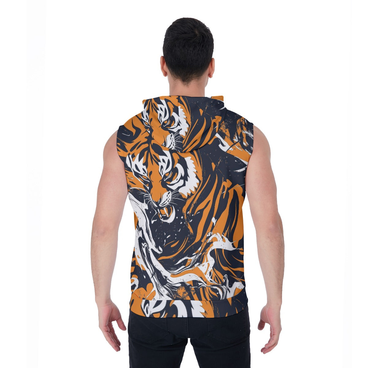 Men's Zipper-Up Sleeveless Hoodie - cincinnati black/orange/white
