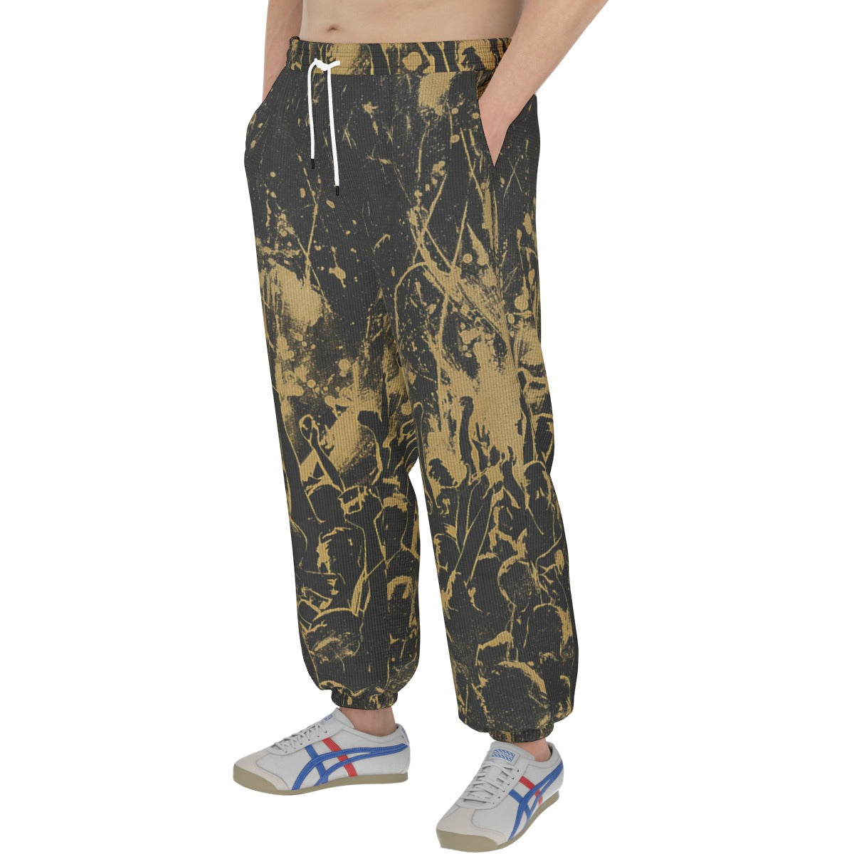 men’s thermal waffle tapered sweatpants - los angeles black/gold club image 5