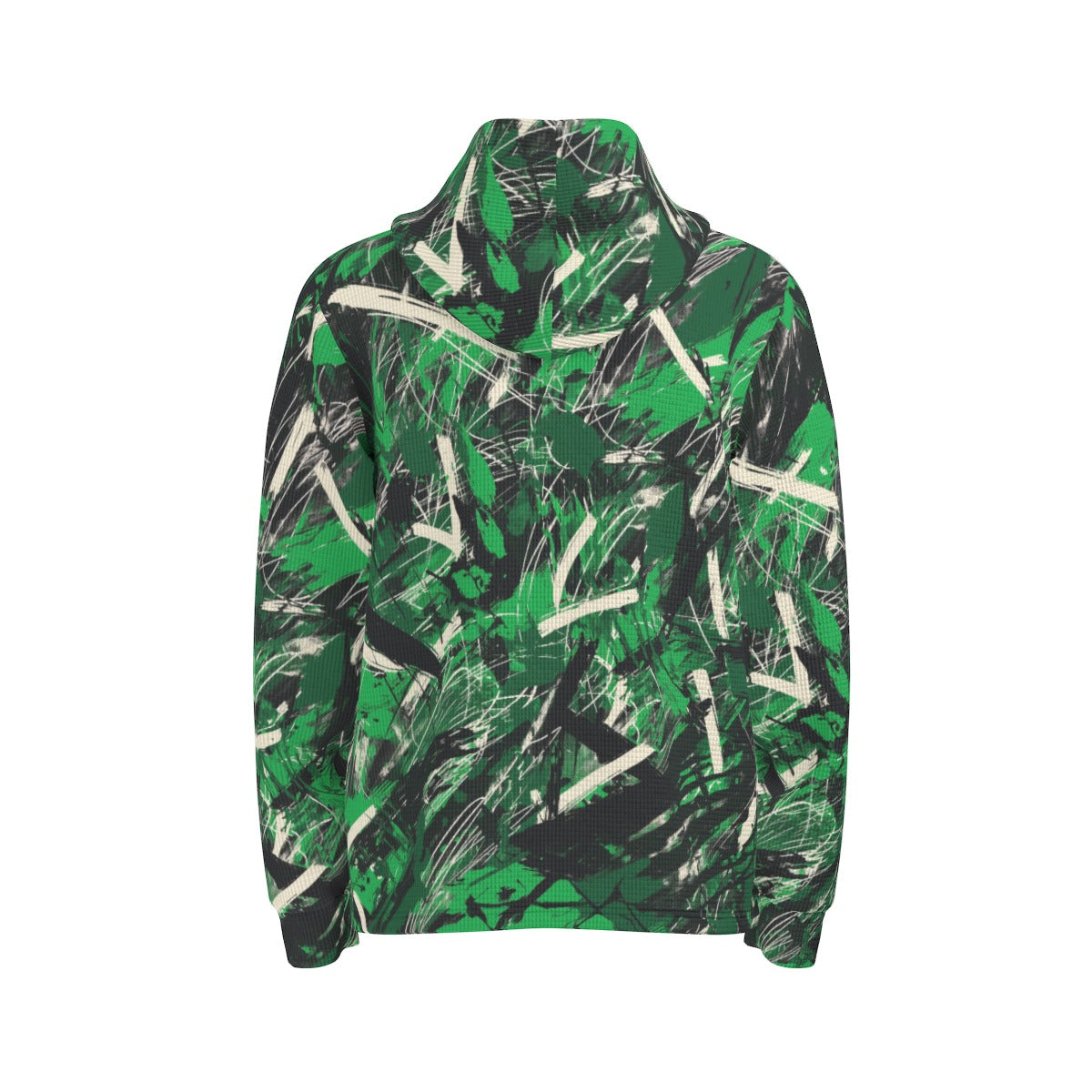 men’s thermal waffle half button pullover hoodie - new york green/white/black image 4