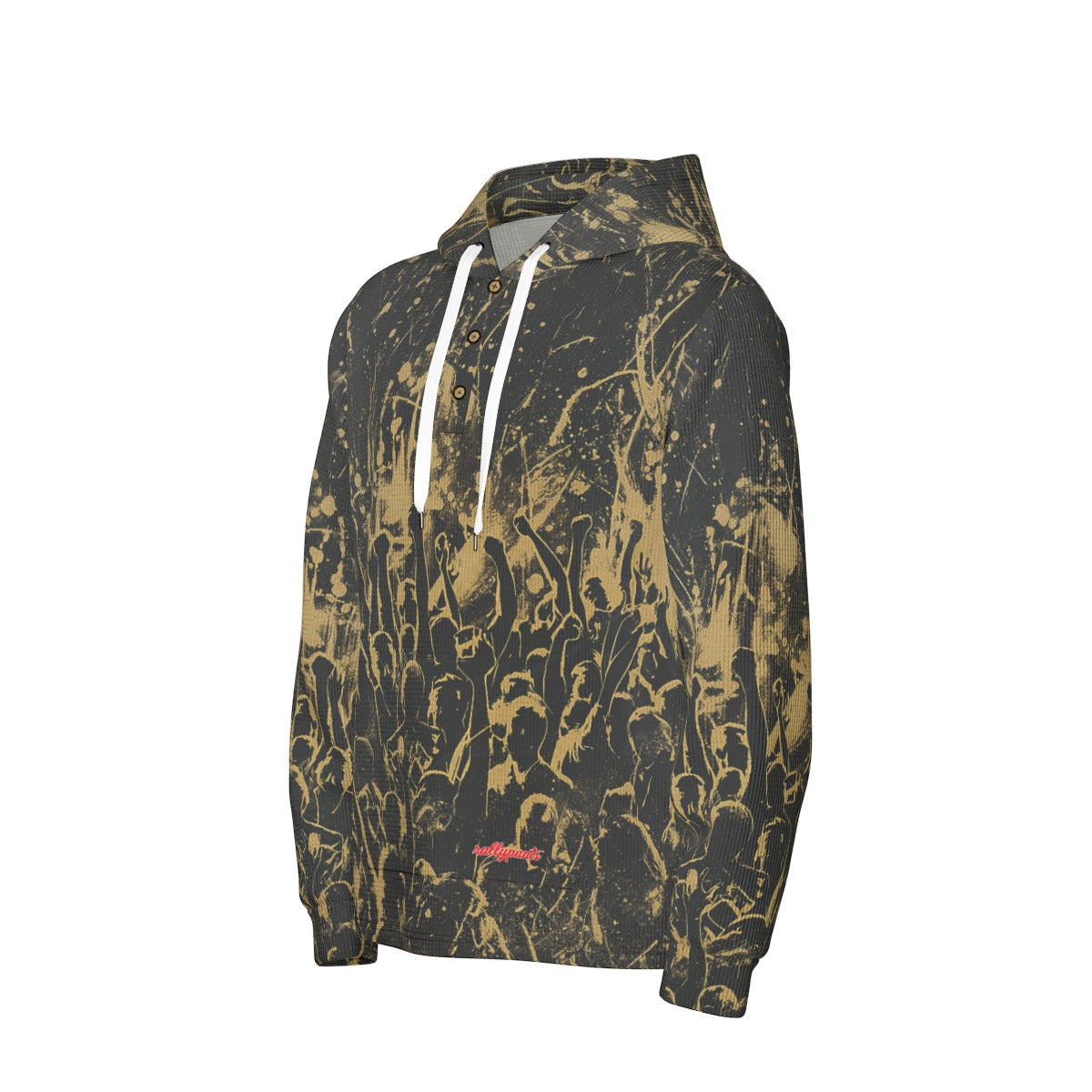 men’s thermal waffle half button pullover hoodie - los angeles black/gold club image 2