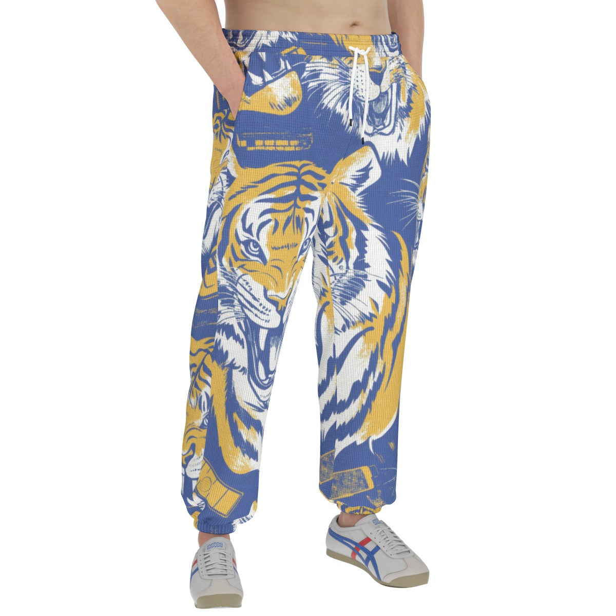 men’s thermal waffle tapered sweatpants - northport blue/gold image 2