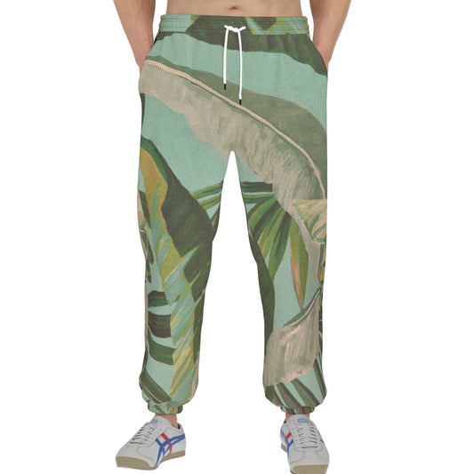 men’s thermal waffle tapered sweatpants - side door banana leaf/seafoam/palm shadow image 0