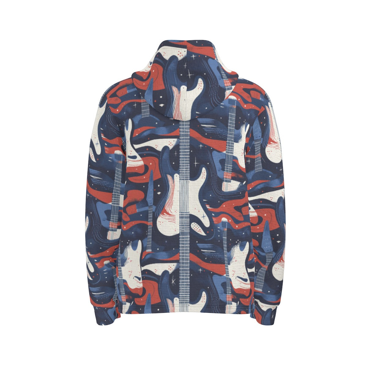 men’s thermal waffle half button pullover hoodie - tennessee navy/blue/red/white image 3
