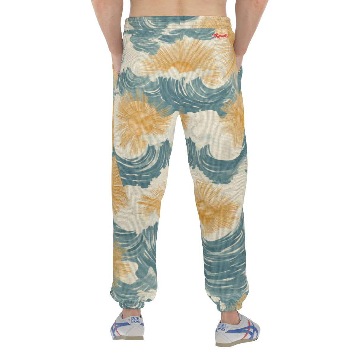 men’s thermal waffle tapered sweatpants - sunsoaked surf pacific teal/golden adobe/seafoam image 4
