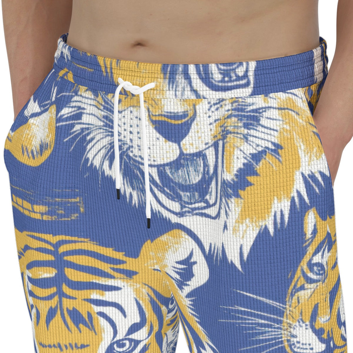 men’s thermal waffle tapered sweatpants - northport blue/gold image 4