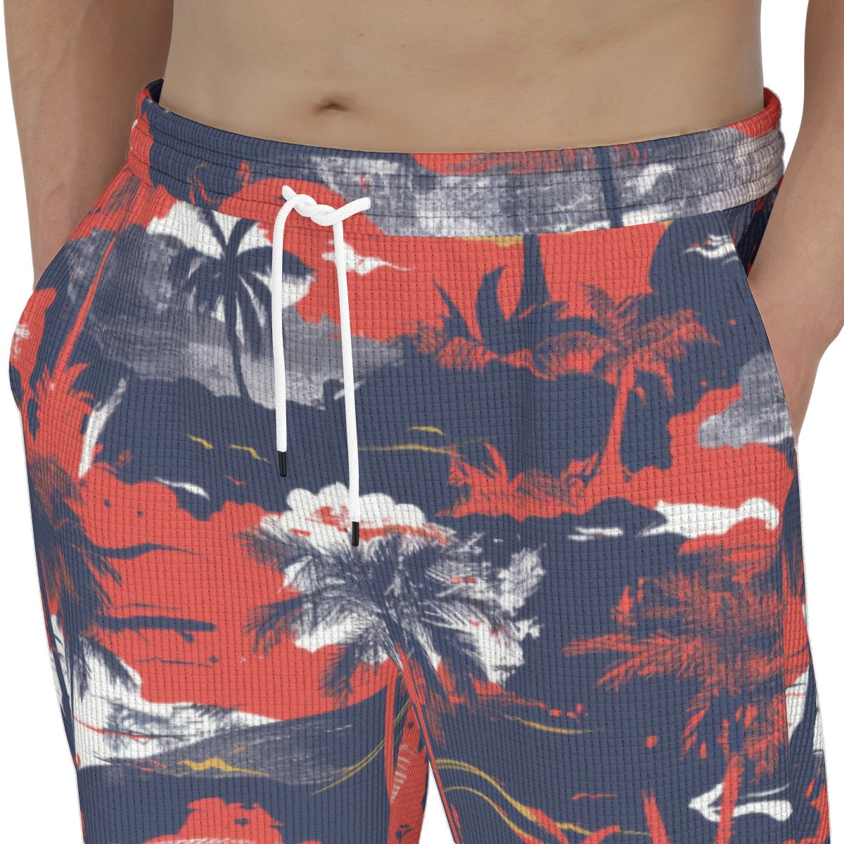 men’s thermal waffle tapered sweatpants - anaheim red/white/blue image 1