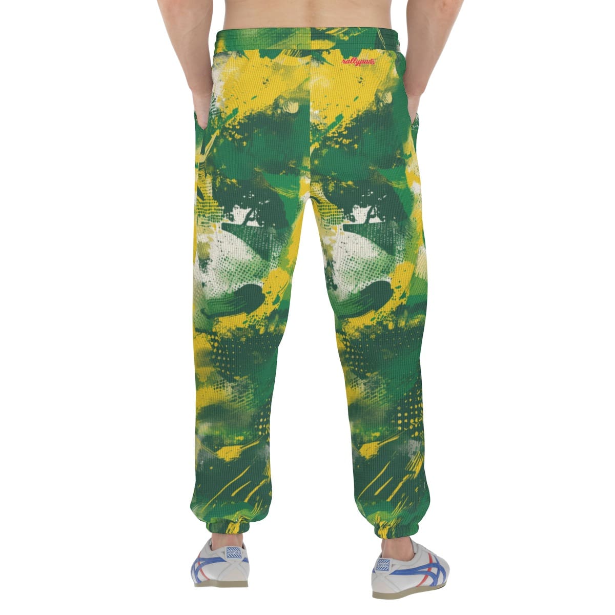 men’s thermal waffle tapered sweatpants - oak-sac-vegas green/yellow image 3