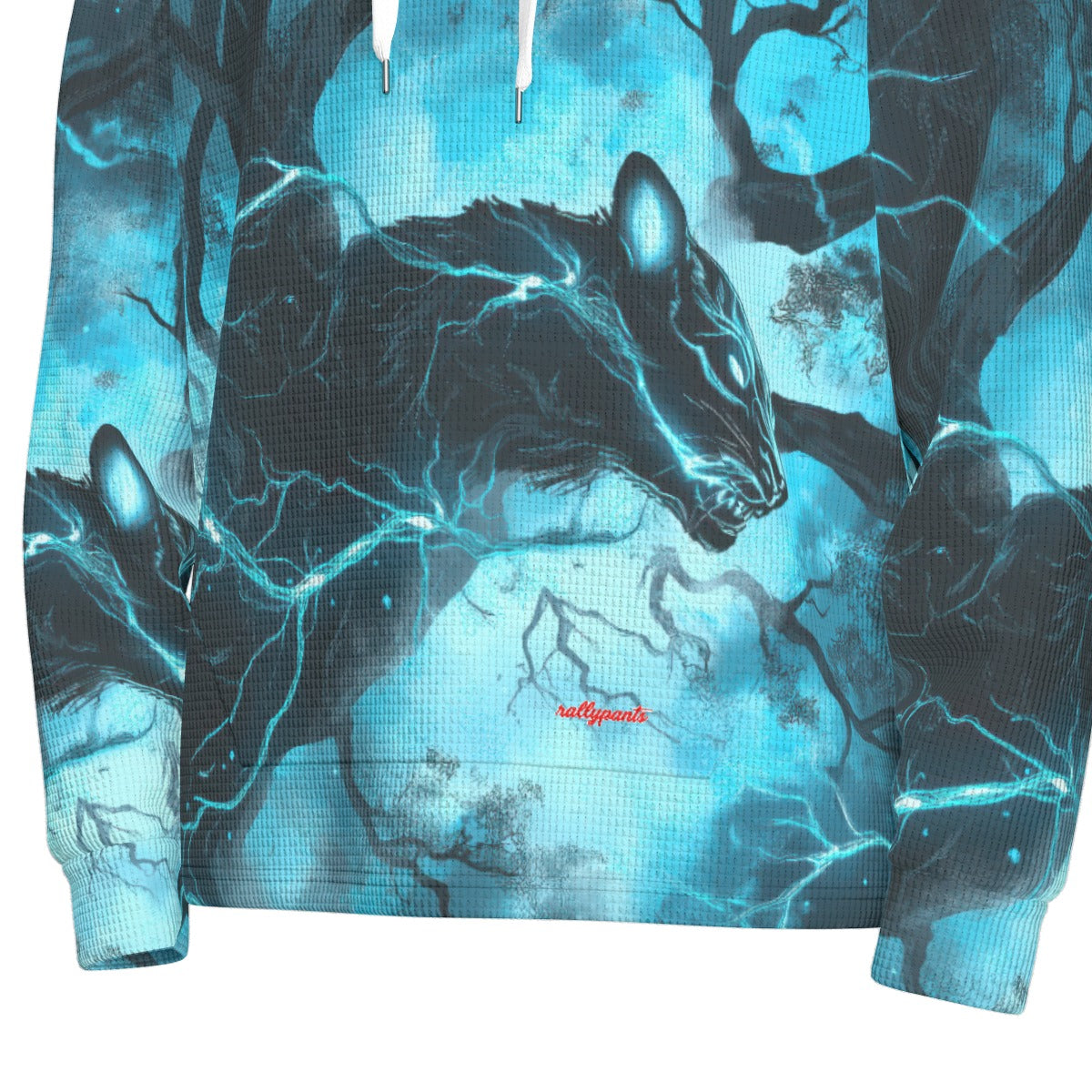 men’s thermal waffle half button pullover hoodie - carolina black/blue/silver image 6