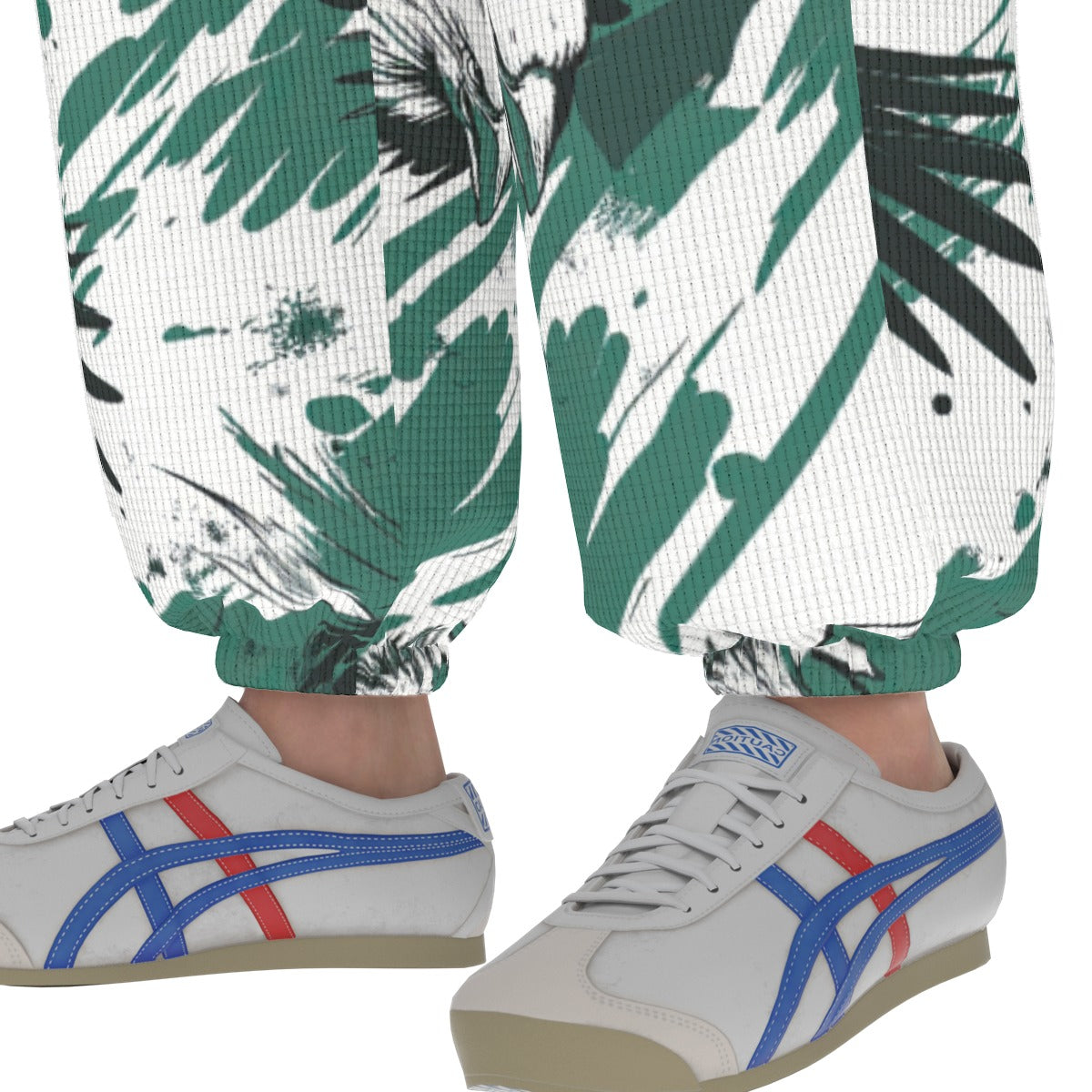 men’s thermal waffle tapered sweatpants - philadelphia midnight/green/white image 5