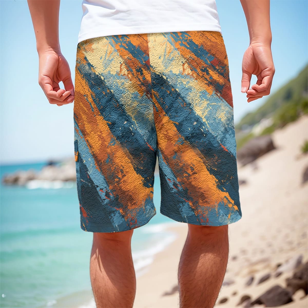 men's featherlite textured cargo shorts - queen blue/orange image 2