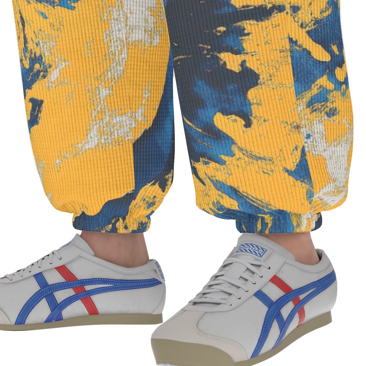 men’s thermal waffle tapered sweatpants – los angeles blue/yellow/white image 5