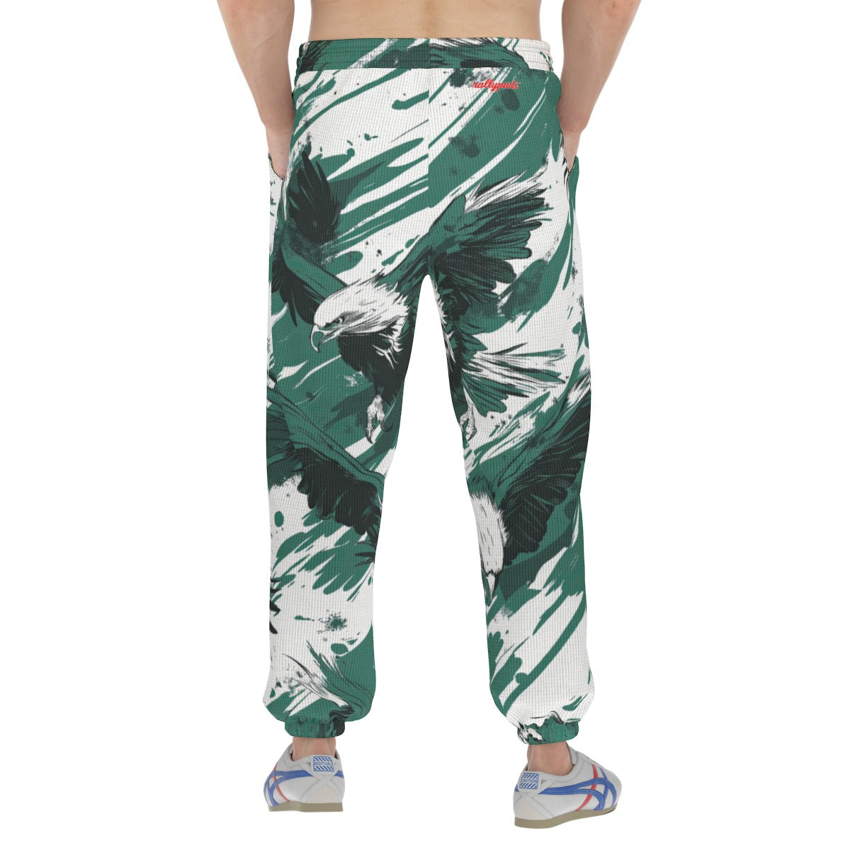 men’s thermal waffle tapered sweatpants - philadelphia midnight/green/white image 3