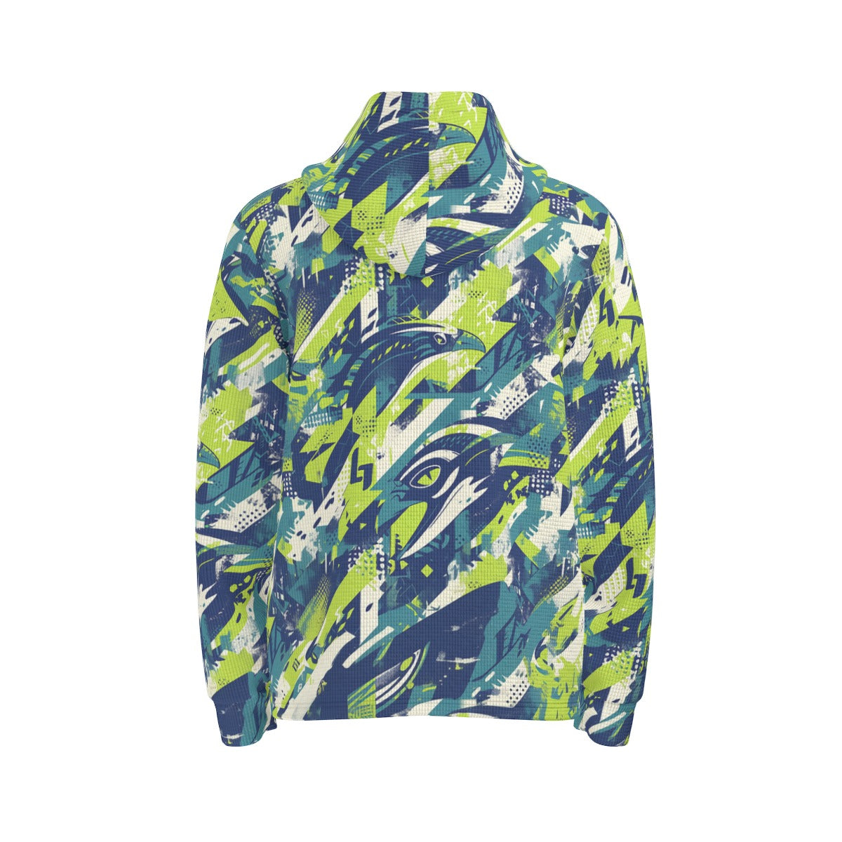 men’s thermal waffle half button pullover hoodie - seattle navy/green/gray image 4