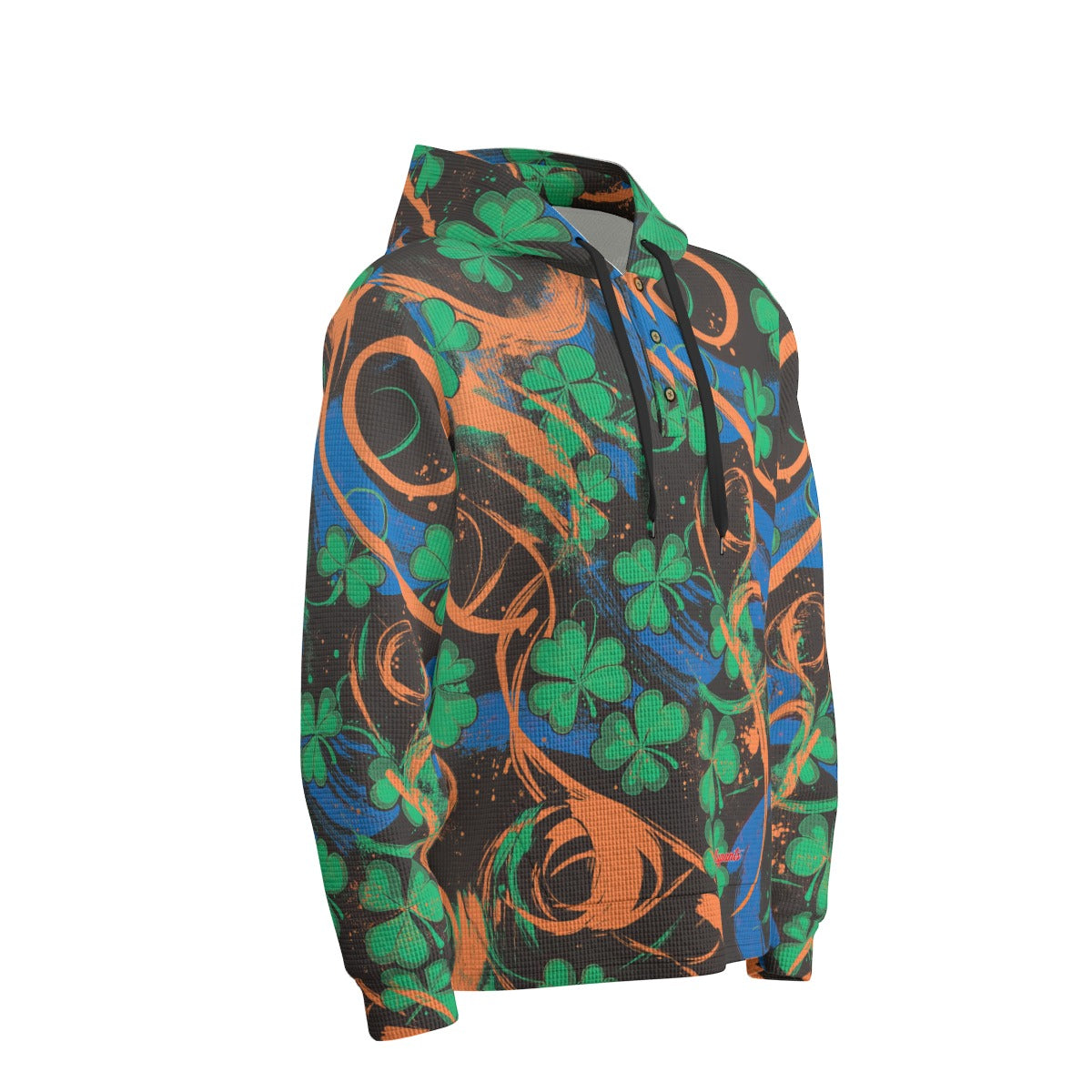 men’s thermal waffle half button pullover hoodie - port st lucky blue/orange/green/black image 5