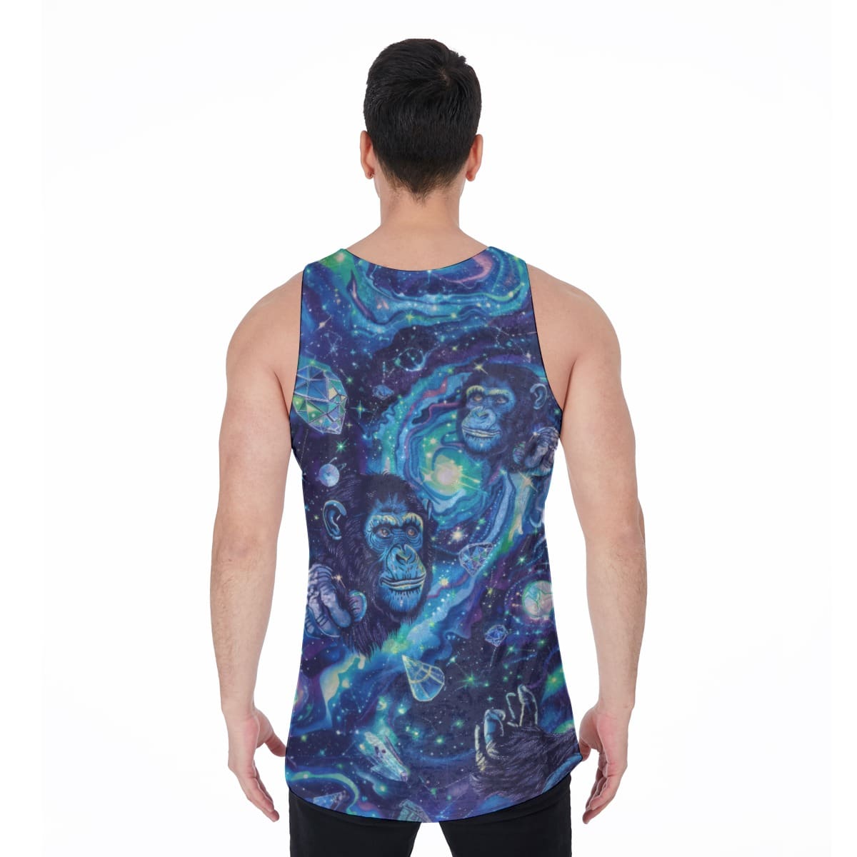 men’s velvet tank top – apes diamond blue/moon white rallyprint image 2