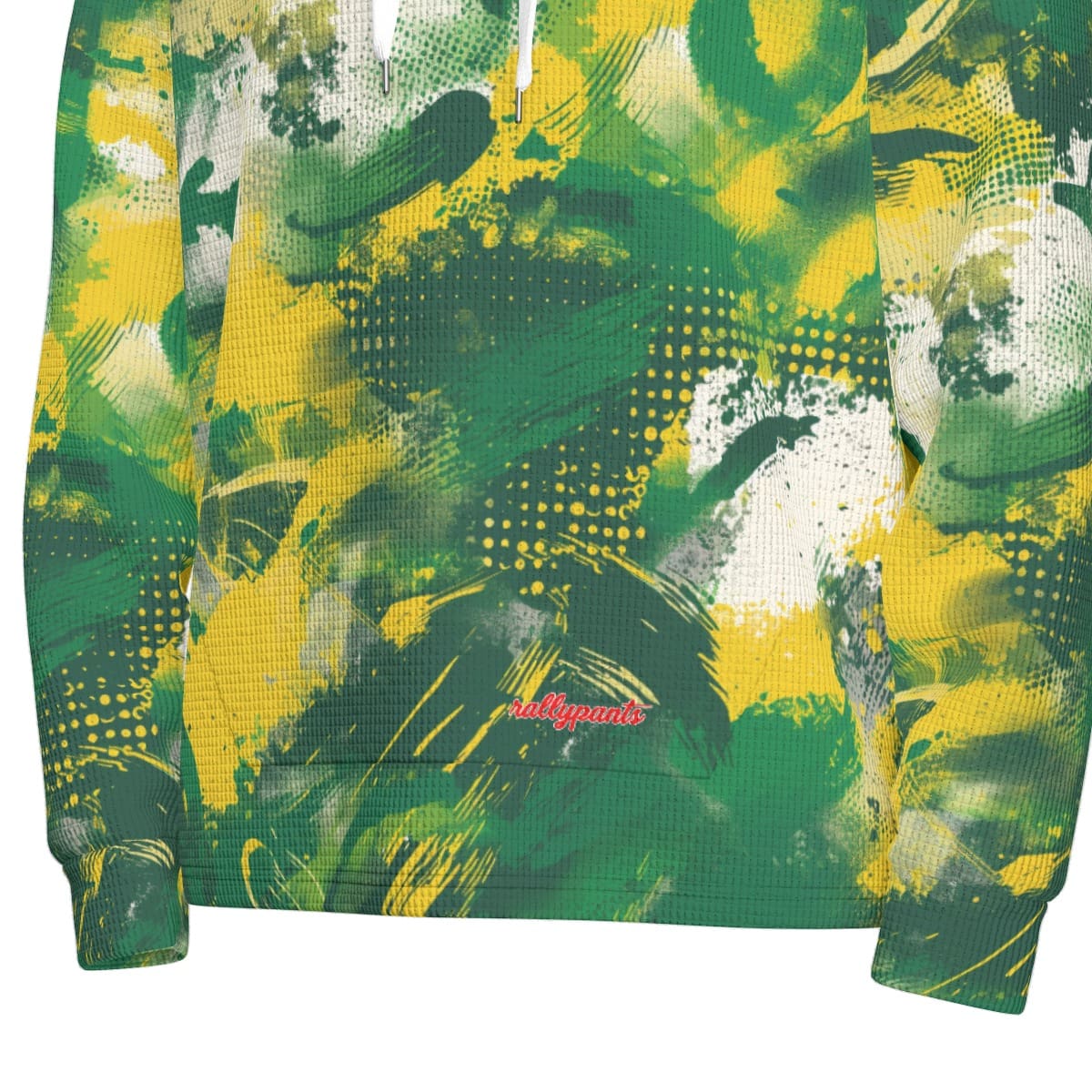 men’s thermal waffle half button pullover hoodie - oak-sac-vegas green/yellow image 6