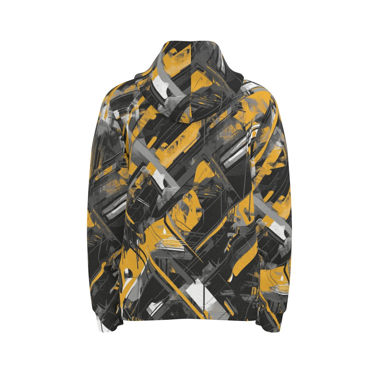 men’s thermal waffle half button pullover hoodie - pittsburgh black/yellow/white image 4