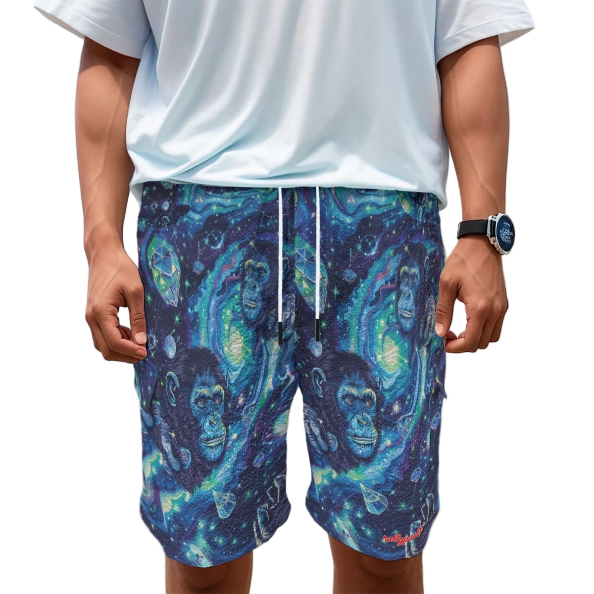 Men’s Featherlite Textured Cargo Shorts in Apes Blue Diamond / Moon White colorway from the APES collection