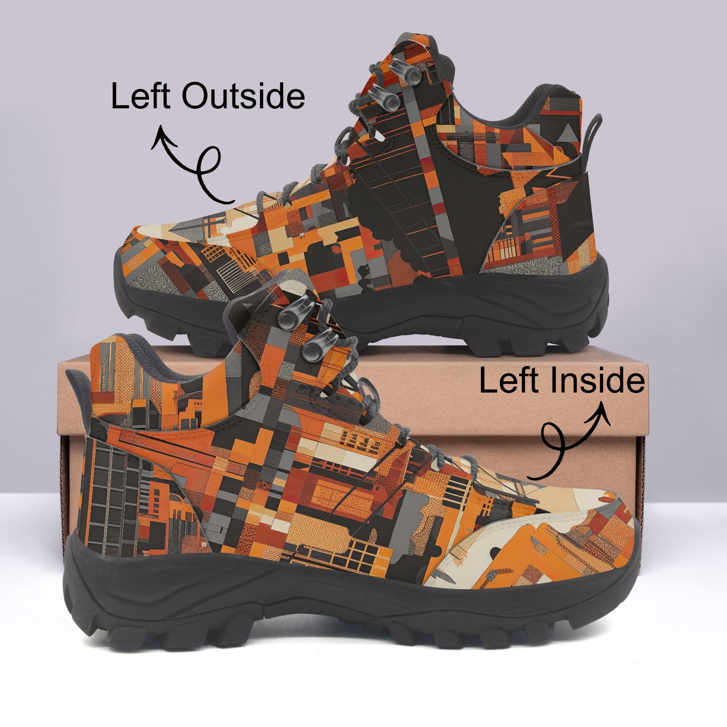 Unisex Classic Hiking Boots - San Francisco Black/Orange/Beige outsole view