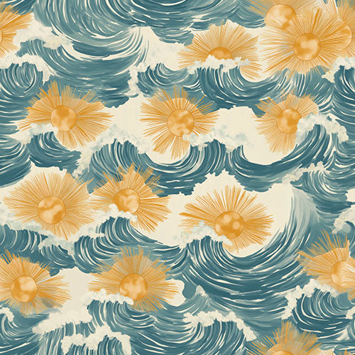 sunsoaked waves – pacific teal/golden adobe/seafoam