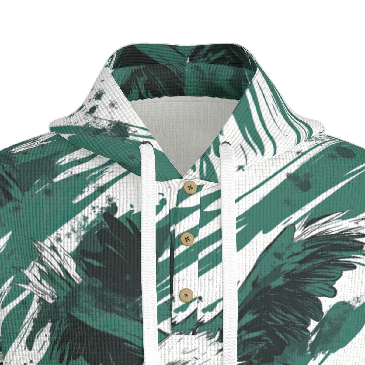 men’s thermal waffle half button pullover hoodie - philadelphia midnight/green/white image 5