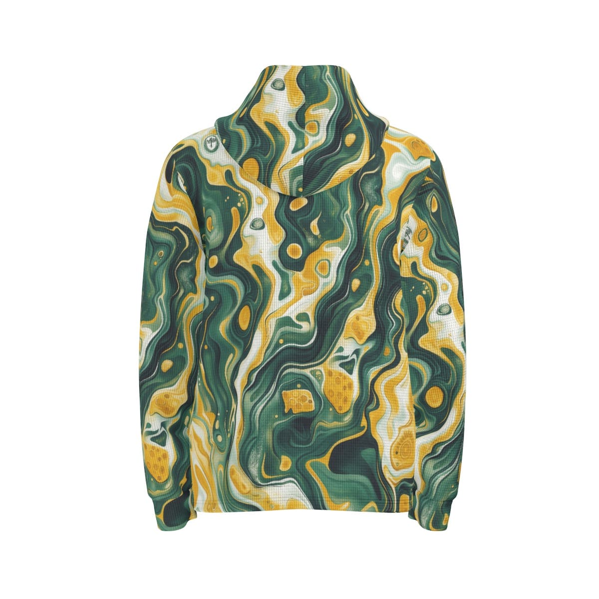 men’s thermal waffle half button pullover hoodie - green bay green/gold/white image 4