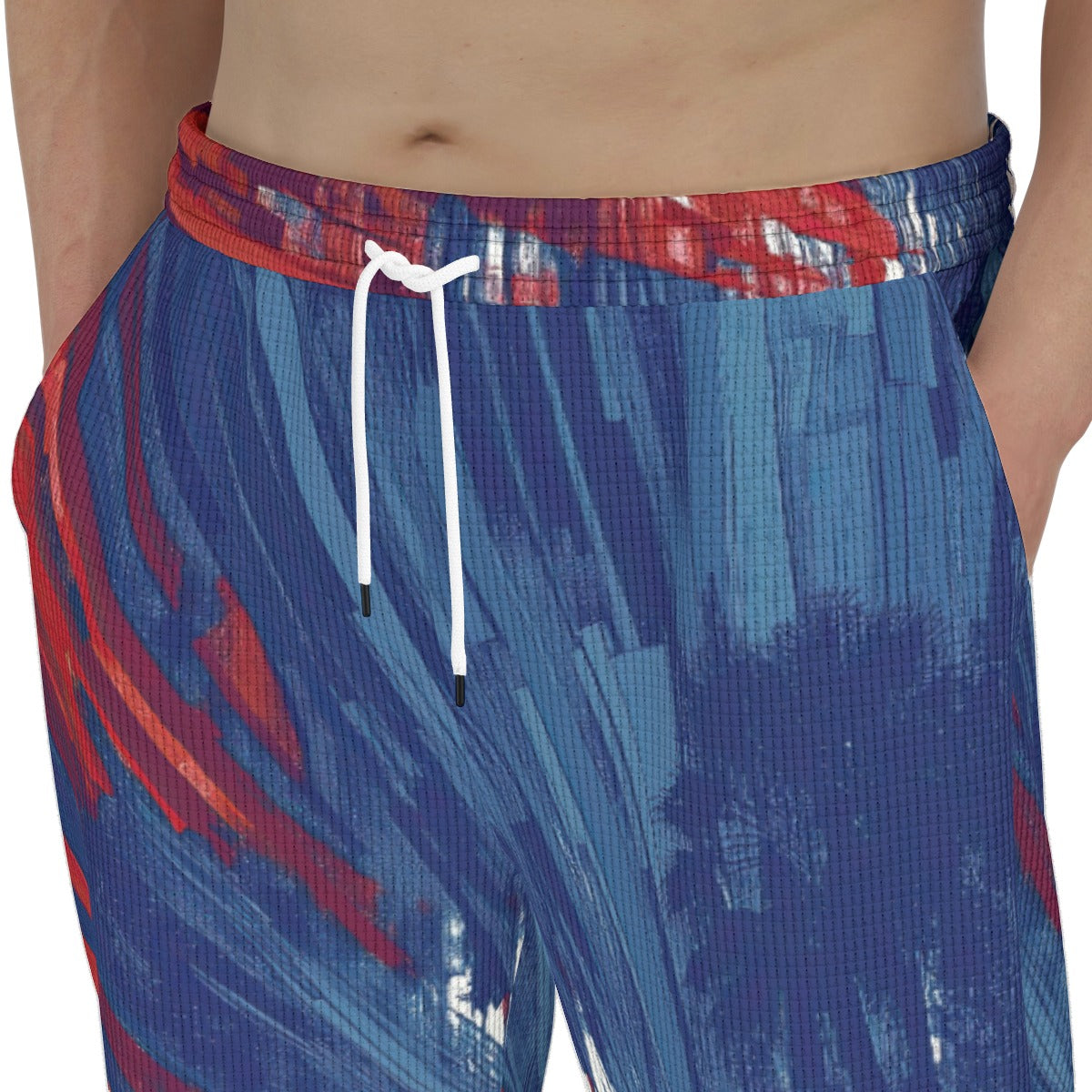 men’s thermal waffle tapered sweatpants  - los angeles red/blue/white image 1
