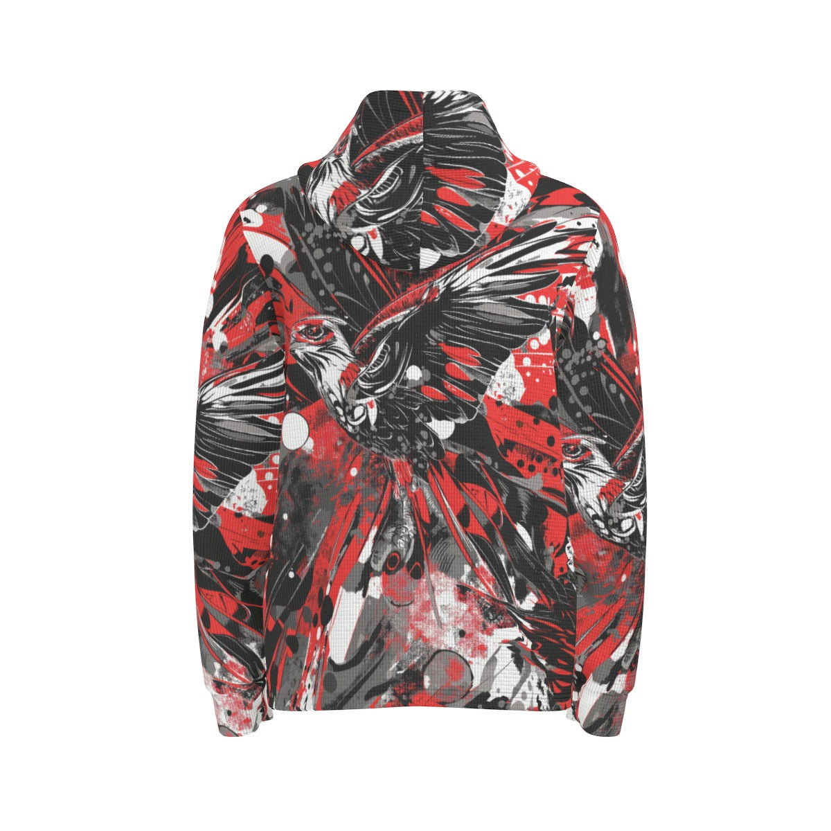 men’s thermal waffle half button pullover hoodie - atlanta red/black/white image 6