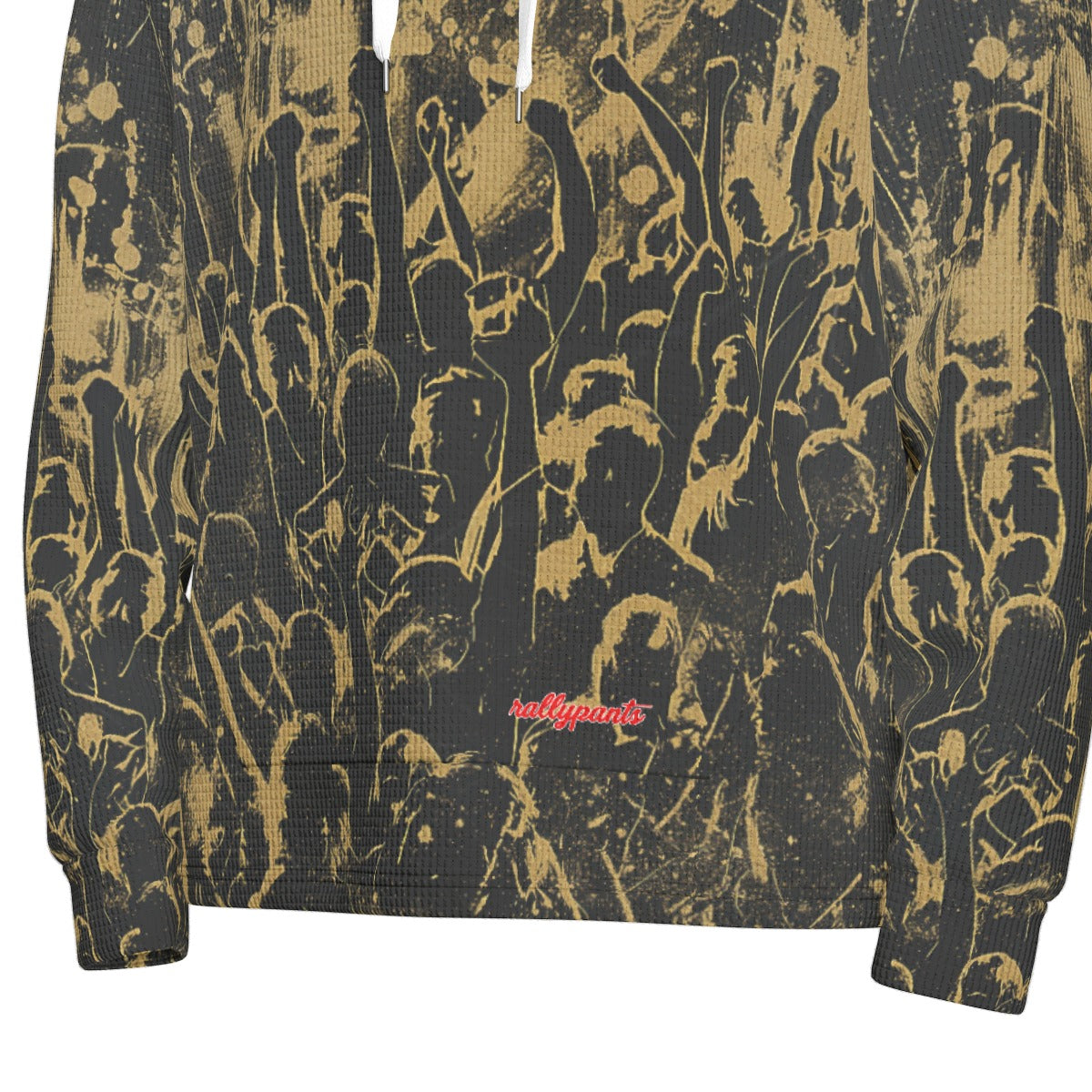 men’s thermal waffle half button pullover hoodie - los angeles black/gold club image 6