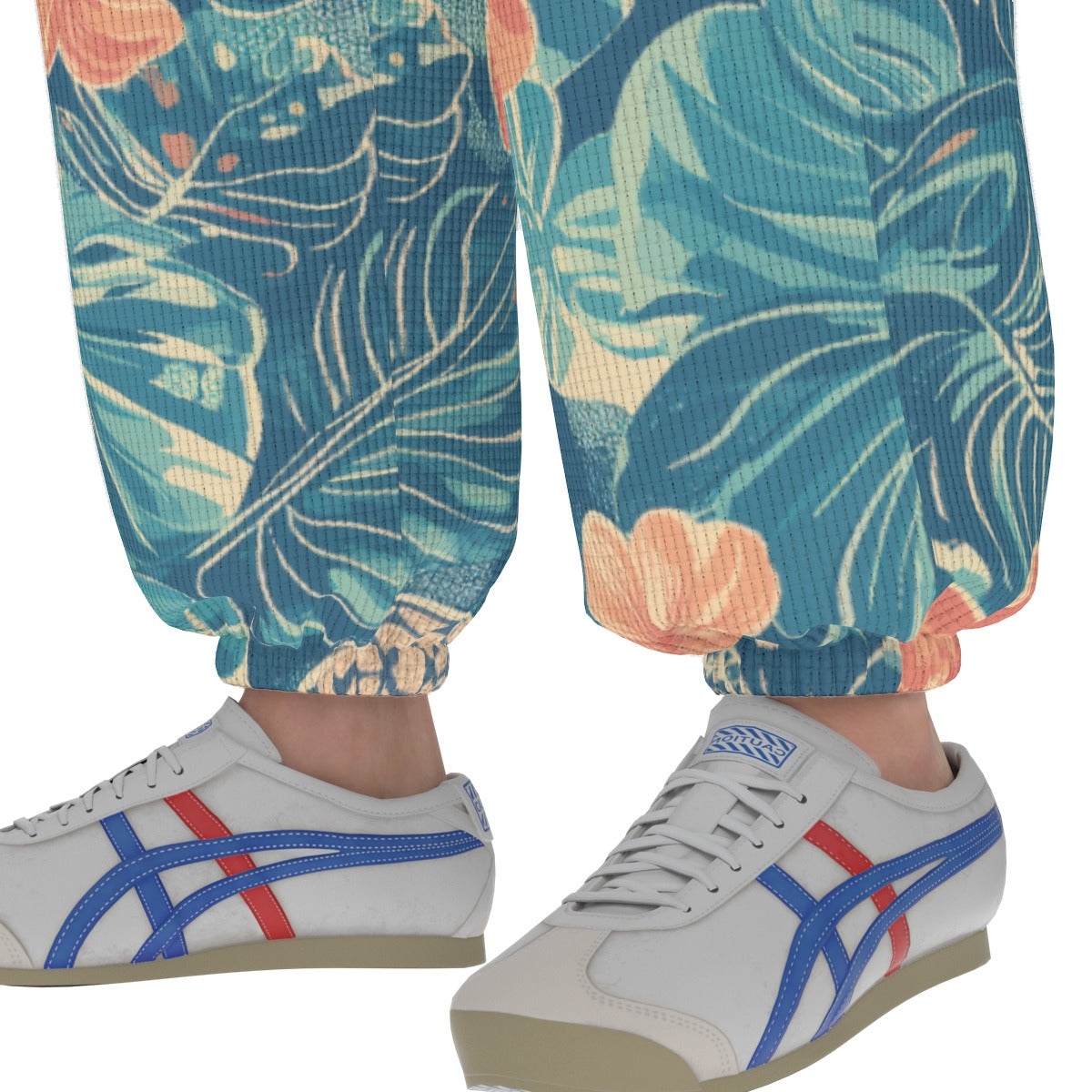 men’s thermal waffle tapered sweatpants - rarotonga turtle reef lagoon teal/coral/sand image 2